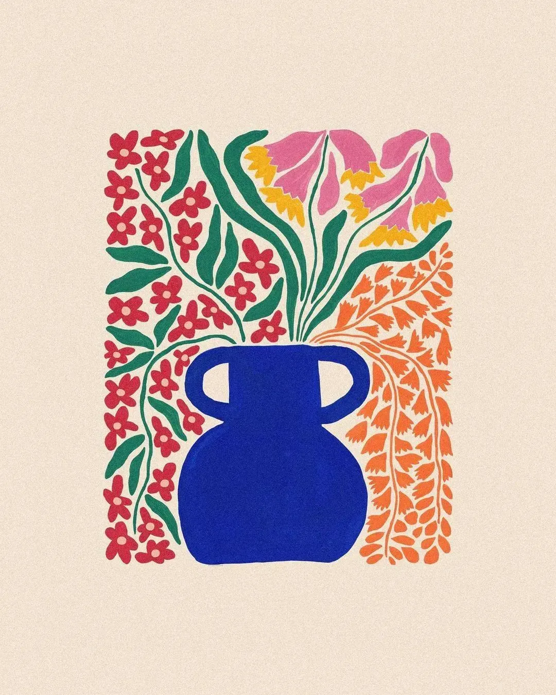 Liv Lee illustration with a colored background and softly toned botanical subject