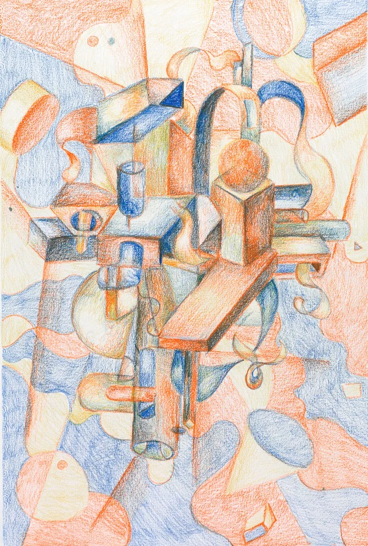 我2 (Me 2) by 宋雅桐, a colored-pencil work showing three large faces looking in different directions, submitted by 北京HAPPYMOMA