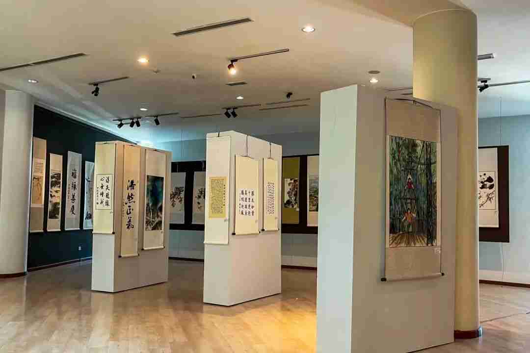 Bark paintings and beadwork on display inside Sabah Art Gallery