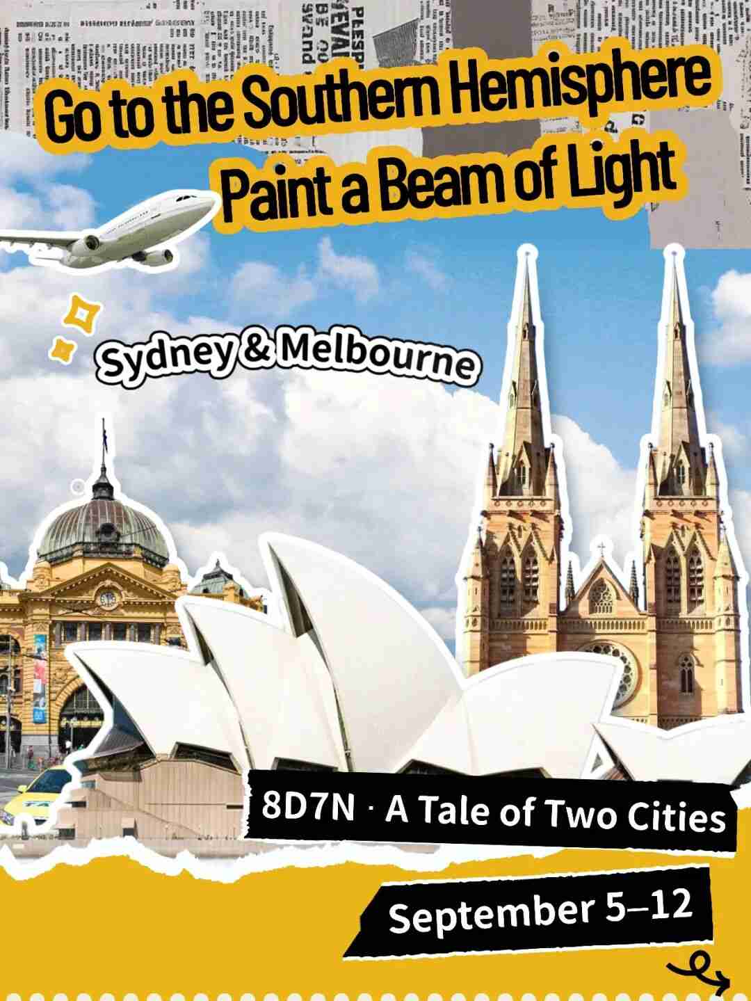 Sydney Opera House and St Mary's Cathedral collage from the Sydney and Melbourne study tour poster