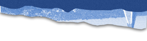 Stylized blue halftone illustration of mountain peaks meeting the sea
