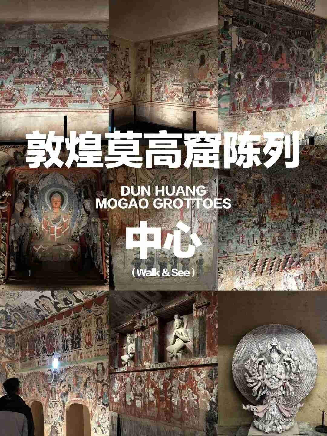 Children sketching inside a 1:1 replica cave at the Mogao Caves Exhibition Center